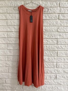 M Collection Sleeveless A-Line Mini Dress in Rust Orange